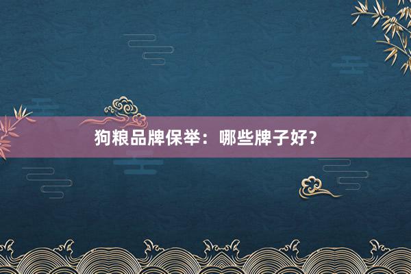 狗粮品牌保举:哪些牌子好?